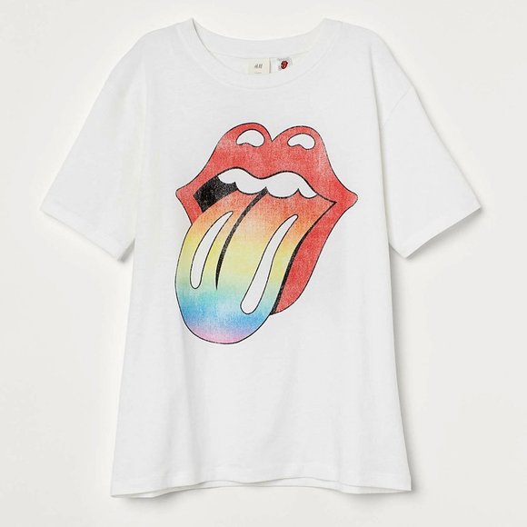 The Rolling Stones Logo Tongue rock Official H&M T-shirt M runs big NWT - Picture 3 of 6